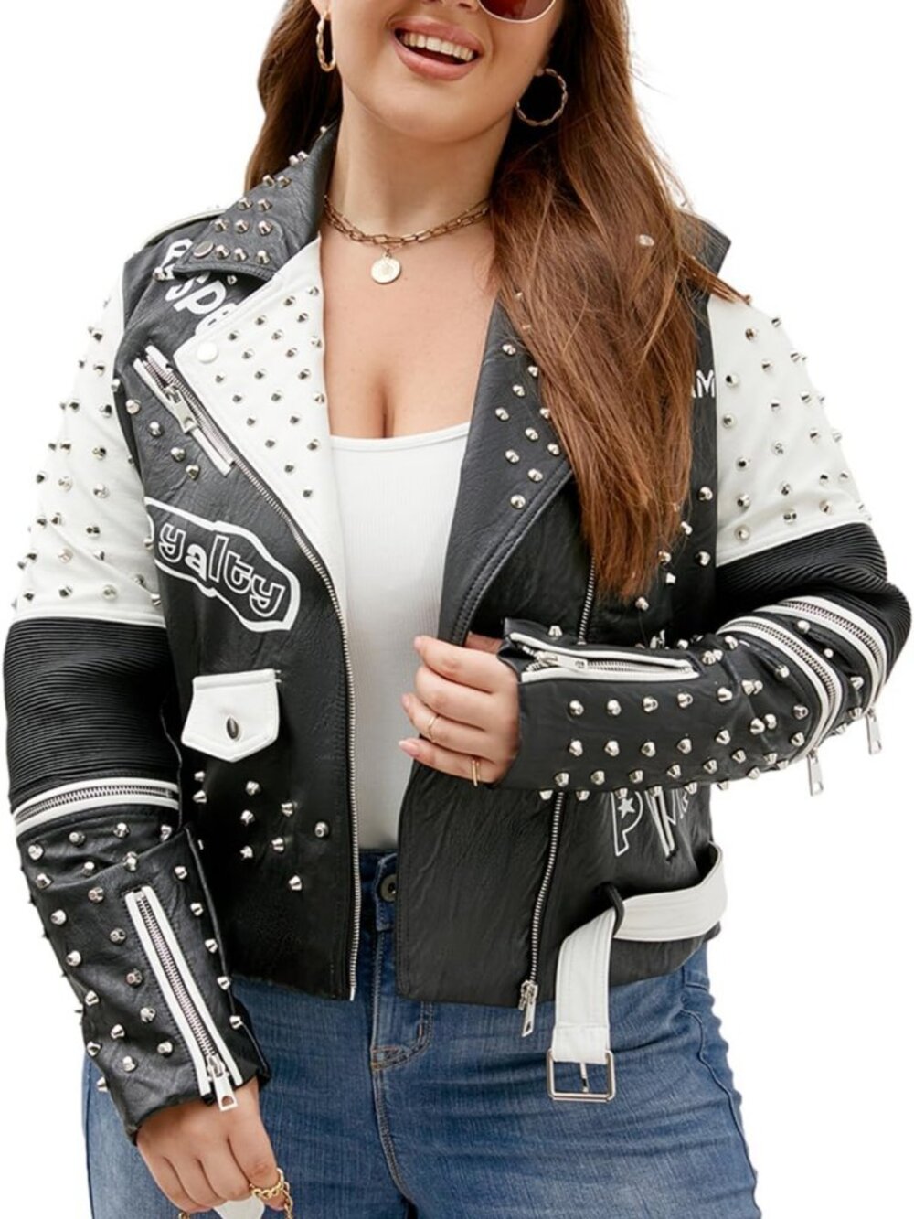 Plus Size Faux Leather Moto Jacket - Stylish Zip Up Fashion Coat 1X-5X